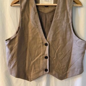 American Eagle Outfitters Brown Button-Up Vest size L